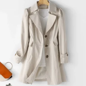 Elegante Dames Trenchcoat – Lichtgewicht Lange Jas voor Vrouwen
