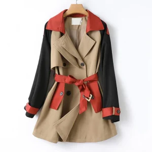 Stijlvolle Trenchcoat – Met Tailleband en Contrasterende Details