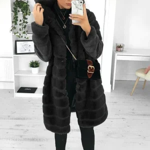 Dames Lange Faux Fur Jas – Elegante en Warme Winterjas