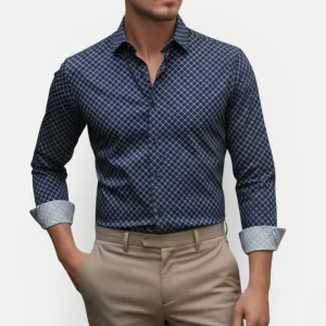 Heren Slim Fit Overhemd Ruit – Zakelijk & Casual