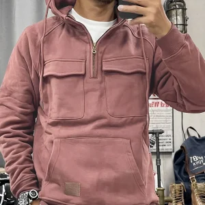 Heren Half-Zip Hoodie met Voorzak – Casual Comfort Sweater