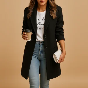 Elegante Halflange Damesjas met Vrouwelijke Pasvorm