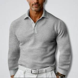 Heren Polo Trui met Lange Mouwen en Klassieke Kraag