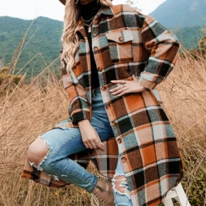 Nora – Lange Jas in Overhemd-Stijl voor Dames | Modieus en Comfortabel