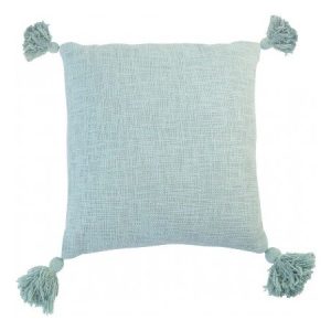 Kussen ‘Kwastje’ – Trendy kussen met kwastjes – 45x45cm blauw