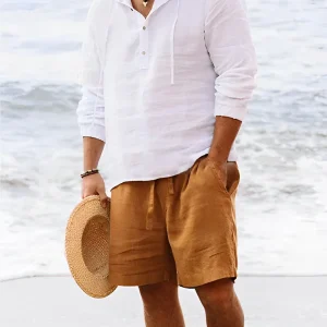 Linnen Heren Overhemd met Capuchon en Lange Mouwen – Ademend en Stijlvol voor Zomerse Dagen