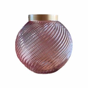 Vaas ‘Stripe’ – Trendy vaas – Ø19x19cm roze/goud