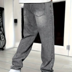 Heren Relaxed Fit Jeans – Grijze Denim Broek met Casual Stijl