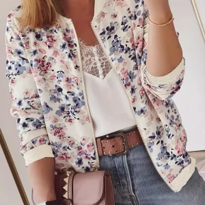 Bomberjack met Bloemenpatroon en Rits