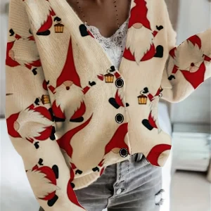Kerst Cardigan met Rendieren – Dames Winter Vest met Feestdesign