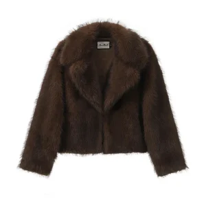 Dames Zachte Winterjas – Elegante Faux Fur Kort Jack