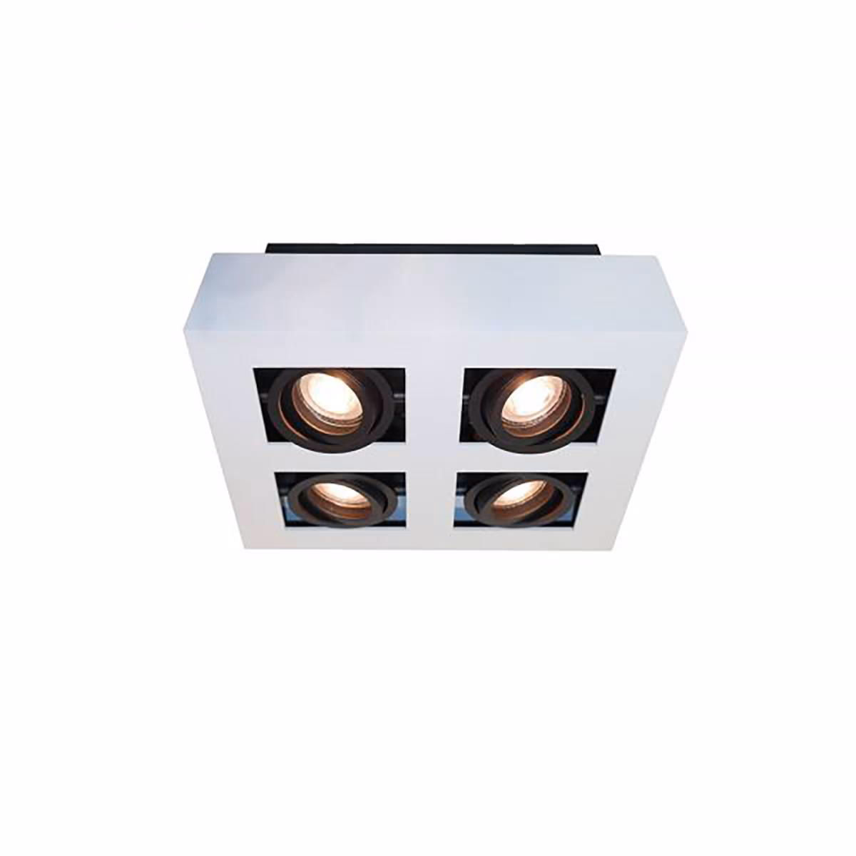 Plafondlamp/opbouwspot wit-zwart 4-lichts “Bosco” 25x25xH8,5cm excl. GU10, ARTDELIGHT