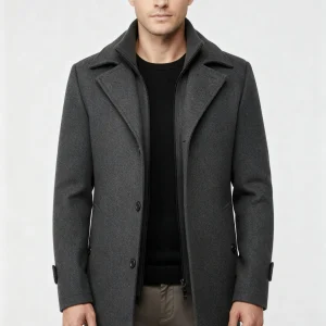 Heren Gewatteerde Winterjas – Warme Jas met Hoge Kraag en Voering