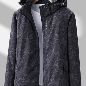Dames Softshell Jas – Winddichte Jas met Capuchon en Elegant Patroon