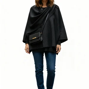 Dames Omslagjas – Elegante Losvallende Jas met Brede Kraag