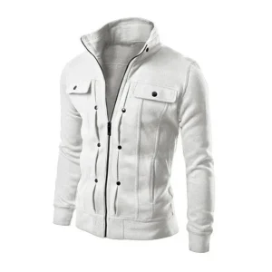 Heren Casual Jas – Stijlvolle Zip Jacket met Hoge Kraag