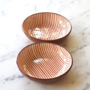 Gestreepte schaal terracotta – set van 2 stuks
