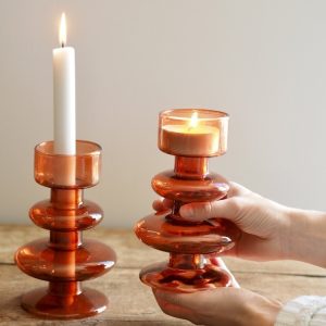 Glazen theelichthouder cadeauset