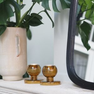 Glazen theelichthouder Wood Trush – set van 2