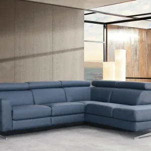 Leren Italiaanse hoeksalon met elektrische relax